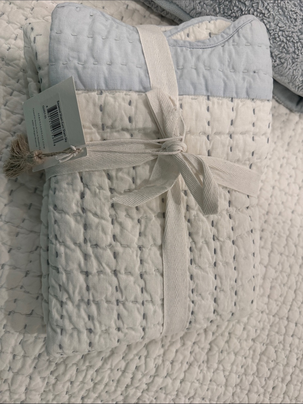 Serena & Lily Baywood Sham-Euro Sham Sky and White Quilted Pillow Sham - 1 only
